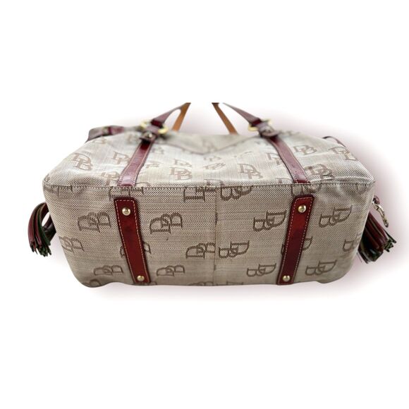 Dooney and Bourke Florentine Jacquard The Smith Bag Large in Red Monogram - Picture 5 of 16